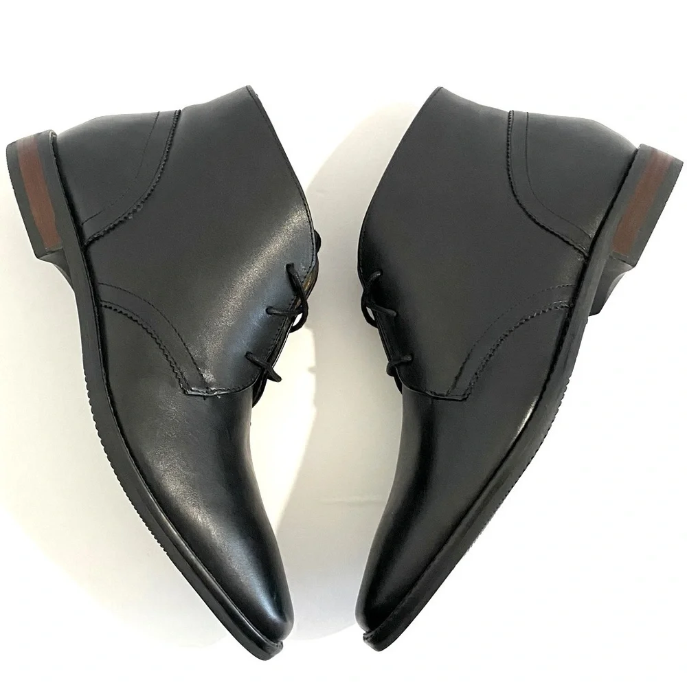Florsheim New Matera Plain Toe Chukka Boots Black Leather Lace Up Size 9.5